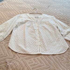 LOFT Ivory Eyelet Top